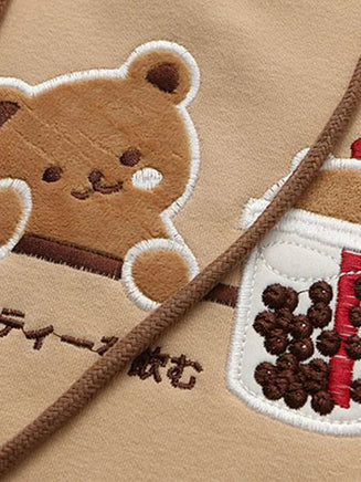 Boba Tea Teddy Bear Hoodie - The Mage's Emporium Kore Kawaii Kore Kawaii Shopify Collective Used English Japanese Style Comic Book