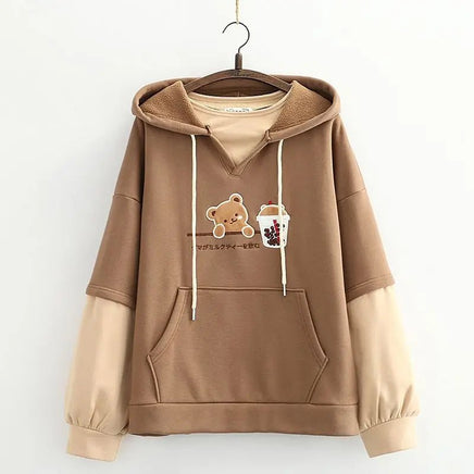 Boba Tea Teddy Bear Hoodie - The Mage's Emporium Kore Kawaii Kore Kawaii Shopify Collective Used English Japanese Style Comic Book