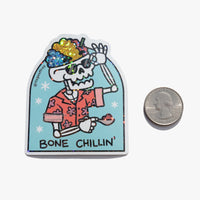 Bone Chillin' Glitter Sticker (3") - The Mage's Emporium Geoffrey Siu Art LLC Geoffrey Siu Art LLC outofstock Shopify Collective Used English Glitter Sticker Japanese Style Comic Book