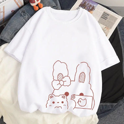 Bunny & Bear Selfie T-Shirt - The Mage's Emporium Kore Kawaii Kore Kawaii outofstock Shopify Collective Used English Japanese Style Comic Book