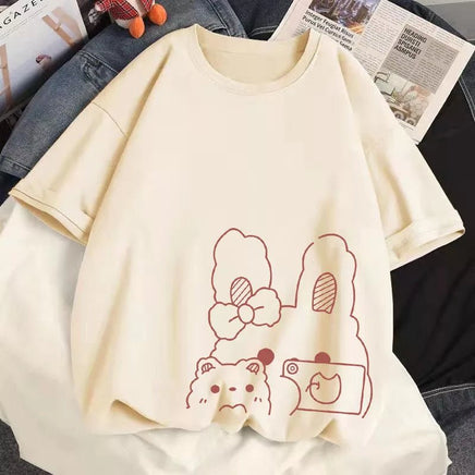 Bunny & Bear Selfie T-Shirt - The Mage's Emporium Kore Kawaii Kore Kawaii outofstock Shopify Collective Used English Japanese Style Comic Book