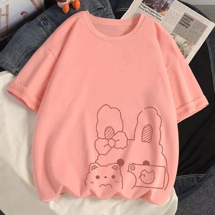 Bunny & Bear Selfie T-Shirt - The Mage's Emporium Kore Kawaii Kore Kawaii outofstock Shopify Collective Used English Japanese Style Comic Book