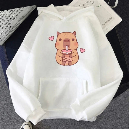 Capybara Hearts Boba Tea Hoodie - The Mage's Emporium Kore Kawaii Kore Kawaii Shopify Collective Used English Japanese Style Comic Book