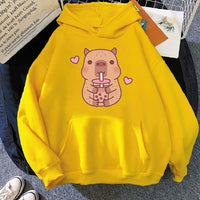 Capybara Hearts Boba Tea Hoodie - The Mage's Emporium Kore Kawaii Kore Kawaii Shopify Collective Used English Japanese Style Comic Book