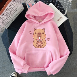 Capybara Hearts Boba Tea Hoodie - The Mage's Emporium Kore Kawaii Kore Kawaii Shopify Collective Used English Japanese Style Comic Book