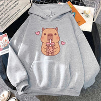 Capybara Hearts Boba Tea Hoodie - The Mage's Emporium Kore Kawaii Kore Kawaii Shopify Collective Used English Japanese Style Comic Book