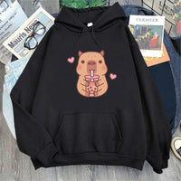 Capybara Hearts Boba Tea Hoodie - The Mage's Emporium Kore Kawaii Kore Kawaii Shopify Collective Used English Japanese Style Comic Book