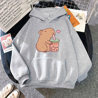 Capybara Loves Boba Tea Hoodie - The Mage's Emporium Kore Kawaii Kore Kawaii Shopify Collective Used English Japanese Style Comic Book