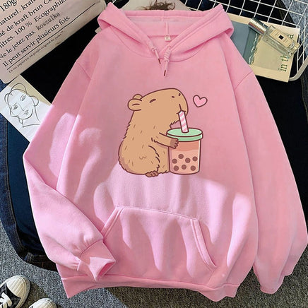 Capybara Loves Boba Tea Hoodie - The Mage's Emporium Kore Kawaii Kore Kawaii Shopify Collective Used English Japanese Style Comic Book