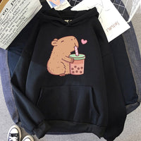Capybara Loves Boba Tea Hoodie - The Mage's Emporium Kore Kawaii Kore Kawaii Shopify Collective Used English Japanese Style Comic Book