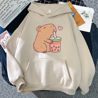 Capybara Loves Boba Tea Hoodie - The Mage's Emporium Kore Kawaii Kore Kawaii Shopify Collective Used English Japanese Style Comic Book