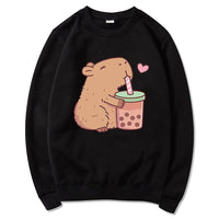 Capybara Loves Boba Tea Hoodie - The Mage's Emporium Kore Kawaii Kore Kawaii Shopify Collective Used English Japanese Style Comic Book