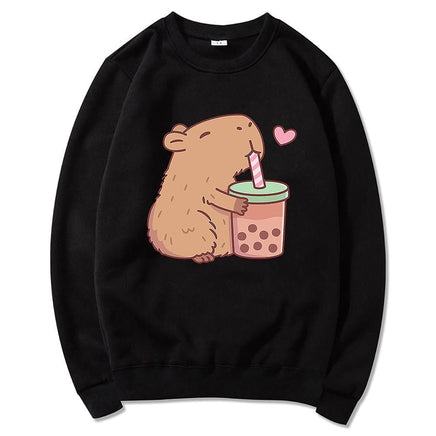 Capybara Loves Boba Tea Hoodie - The Mage's Emporium Kore Kawaii Kore Kawaii Shopify Collective Used English Japanese Style Comic Book
