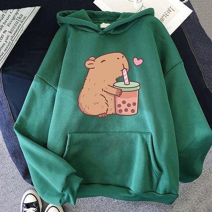 Capybara Loves Boba Tea Hoodie - The Mage's Emporium Kore Kawaii Kore Kawaii Shopify Collective Used English Japanese Style Comic Book