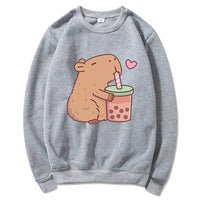Capybara Loves Boba Tea Hoodie - The Mage's Emporium Kore Kawaii Kore Kawaii Shopify Collective Used English Japanese Style Comic Book