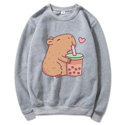 Capybara Loves Boba Tea Hoodie - The Mage's Emporium Kore Kawaii Kore Kawaii Shopify Collective Used English Japanese Style Comic Book
