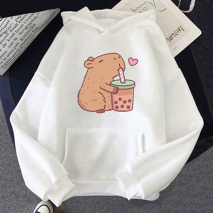Capybara Loves Boba Tea Hoodie - The Mage's Emporium Kore Kawaii Kore Kawaii Shopify Collective Used English Japanese Style Comic Book