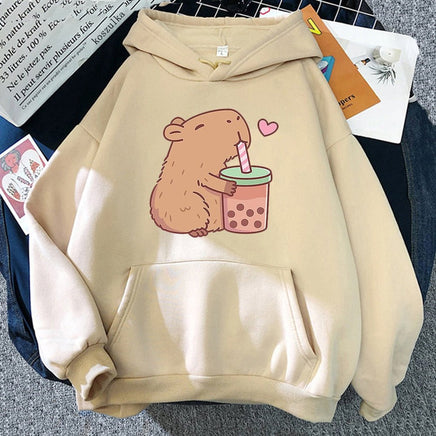 Capybara Loves Boba Tea Hoodie - The Mage's Emporium Kore Kawaii Kore Kawaii Shopify Collective Used English Japanese Style Comic Book