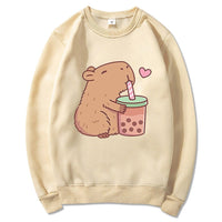 Capybara Loves Boba Tea Hoodie - The Mage's Emporium Kore Kawaii Kore Kawaii Shopify Collective Used English Japanese Style Comic Book