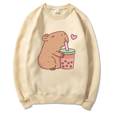 Capybara Loves Boba Tea Hoodie - The Mage's Emporium Kore Kawaii Kore Kawaii Shopify Collective Used English Japanese Style Comic Book
