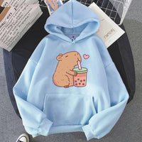 Capybara Loves Boba Tea Hoodie - The Mage's Emporium Kore Kawaii Kore Kawaii Shopify Collective Used English Japanese Style Comic Book