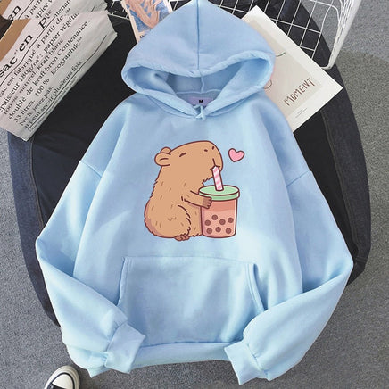 Capybara Loves Boba Tea Hoodie - The Mage's Emporium Kore Kawaii Kore Kawaii Shopify Collective Used English Japanese Style Comic Book