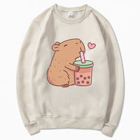 Capybara Loves Boba Tea Hoodie - The Mage's Emporium Kore Kawaii Kore Kawaii Shopify Collective Used English Japanese Style Comic Book
