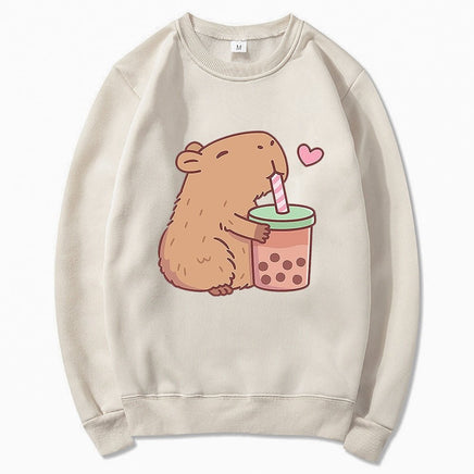 Capybara Loves Boba Tea Hoodie - The Mage's Emporium Kore Kawaii Kore Kawaii Shopify Collective Used English Japanese Style Comic Book