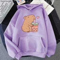 Capybara Loves Boba Tea Hoodie - The Mage's Emporium Kore Kawaii Kore Kawaii Shopify Collective Used English Japanese Style Comic Book