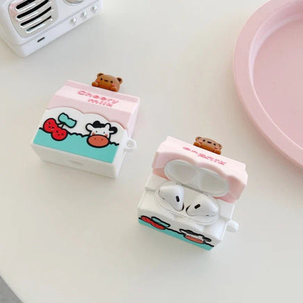 "Cheery" Cherry Milk Bear AirPods Case - The Mage's Emporium Kore Kawaii Kore Kawaii Shopify Collective Used English Japanese Style Comic Book