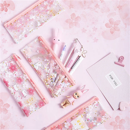 Cherry Blossom Bunny Pencil Bag - The Mage's Emporium Kore Kawaii Kore Kawaii Shopify Collective Used English Japanese Style Comic Book