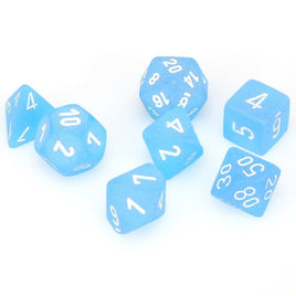 Chessex: Mini Polyhedral Dice set - Frosted - Carribean Blue / White - The Mage's Emporium PunkOuter Games PunkOuter Games Shopify Collective Used English Dice Japanese Style Comic Book