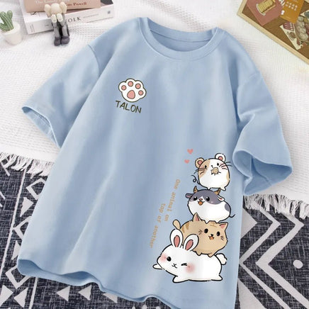 Cute Animal Stack T-Shirt - The Mage's Emporium Kore Kawaii Kore Kawaii Shopify Collective Used English Japanese Style Comic Book