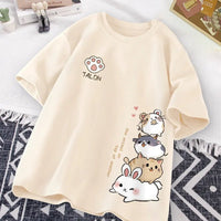 Cute Animal Stack T-Shirt - The Mage's Emporium Kore Kawaii Kore Kawaii Shopify Collective Used English Japanese Style Comic Book