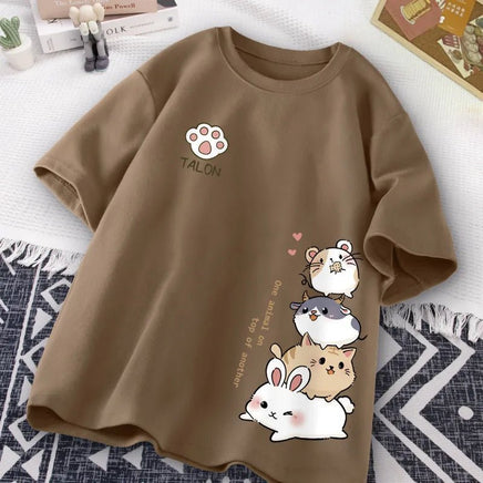 Cute Animal Stack T-Shirt - The Mage's Emporium Kore Kawaii Kore Kawaii Shopify Collective Used English Japanese Style Comic Book