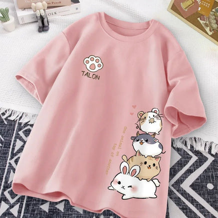 Cute Animal Stack T-Shirt - The Mage's Emporium Kore Kawaii Kore Kawaii Shopify Collective Used English Japanese Style Comic Book