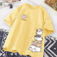 Cute Animal Stack T-Shirt - The Mage's Emporium Kore Kawaii Kore Kawaii Shopify Collective Used English Japanese Style Comic Book