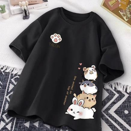 Cute Animal Stack T-Shirt - The Mage's Emporium Kore Kawaii Kore Kawaii Shopify Collective Used English Japanese Style Comic Book