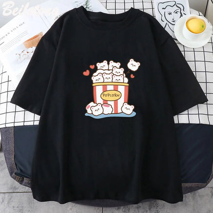 Cute Popcorn Bears T-Shirt - The Mage's Emporium Kore Kawaii Kore Kawaii Shopify Collective Used English Japanese Style Comic Book