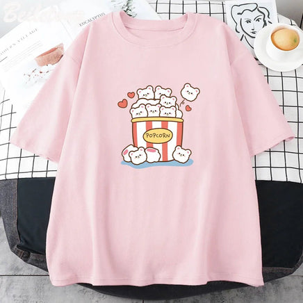 Cute Popcorn Bears T-Shirt - The Mage's Emporium Kore Kawaii Kore Kawaii Shopify Collective Used English Japanese Style Comic Book