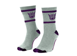 Transformers - Decepticons Symbol Gray and Purple Crew Socks