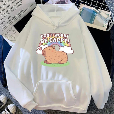 "Don't Worry Be Cappy" Capybara Hoodie - The Mage's Emporium Kore Kawaii Kore Kawaii Shopify Collective Used English Japanese Style Comic Book
