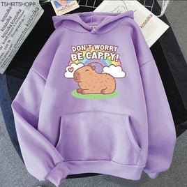 "Don't Worry Be Cappy" Capybara Hoodie - The Mage's Emporium Kore Kawaii Kore Kawaii Shopify Collective Used English Japanese Style Comic Book