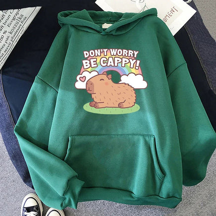 "Don't Worry Be Cappy" Capybara Hoodie - The Mage's Emporium Kore Kawaii Kore Kawaii Shopify Collective Used English Japanese Style Comic Book