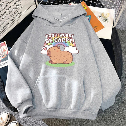 "Don't Worry Be Cappy" Capybara Hoodie - The Mage's Emporium Kore Kawaii Kore Kawaii Shopify Collective Used English Japanese Style Comic Book