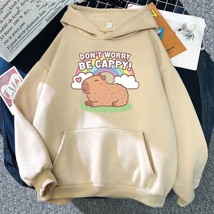 "Don't Worry Be Cappy" Capybara Hoodie - The Mage's Emporium Kore Kawaii Kore Kawaii Shopify Collective Used English Japanese Style Comic Book