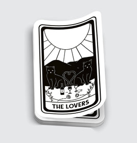 Cat Black and White Lovers Tarot Card Sticker - 3"