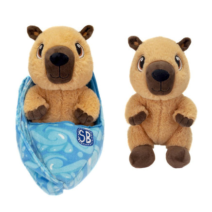 Fiesta: Swaddle Babies - 9.5 inch Cuddle Capybara in Sling - The Mage's Emporium Shumi Toys & Gifts Shopify Collective Shumi Toys & Gifts Used English Swaddle Babies Japanese Style Comic Book