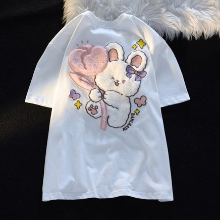 Fluffy Tulip Bunny T-Shirt - The Mage's Emporium Kore Kawaii Kore Kawaii Shopify Collective Used English Japanese Style Comic Book