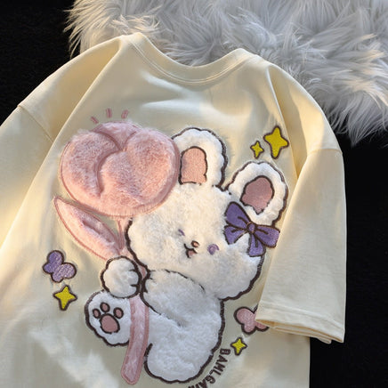 Fluffy Tulip Bunny T-Shirt - The Mage's Emporium Kore Kawaii Kore Kawaii Shopify Collective Used English Japanese Style Comic Book